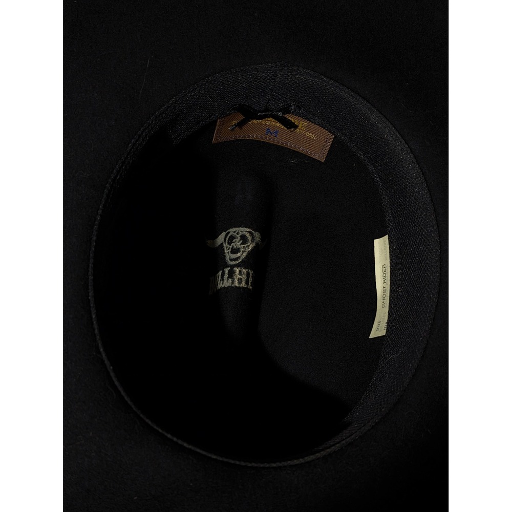 Bullhide Ghost Rider Cowboy Hat Mens M Black Wool Felt Skull Spikes Western - Picture 8 of 13
